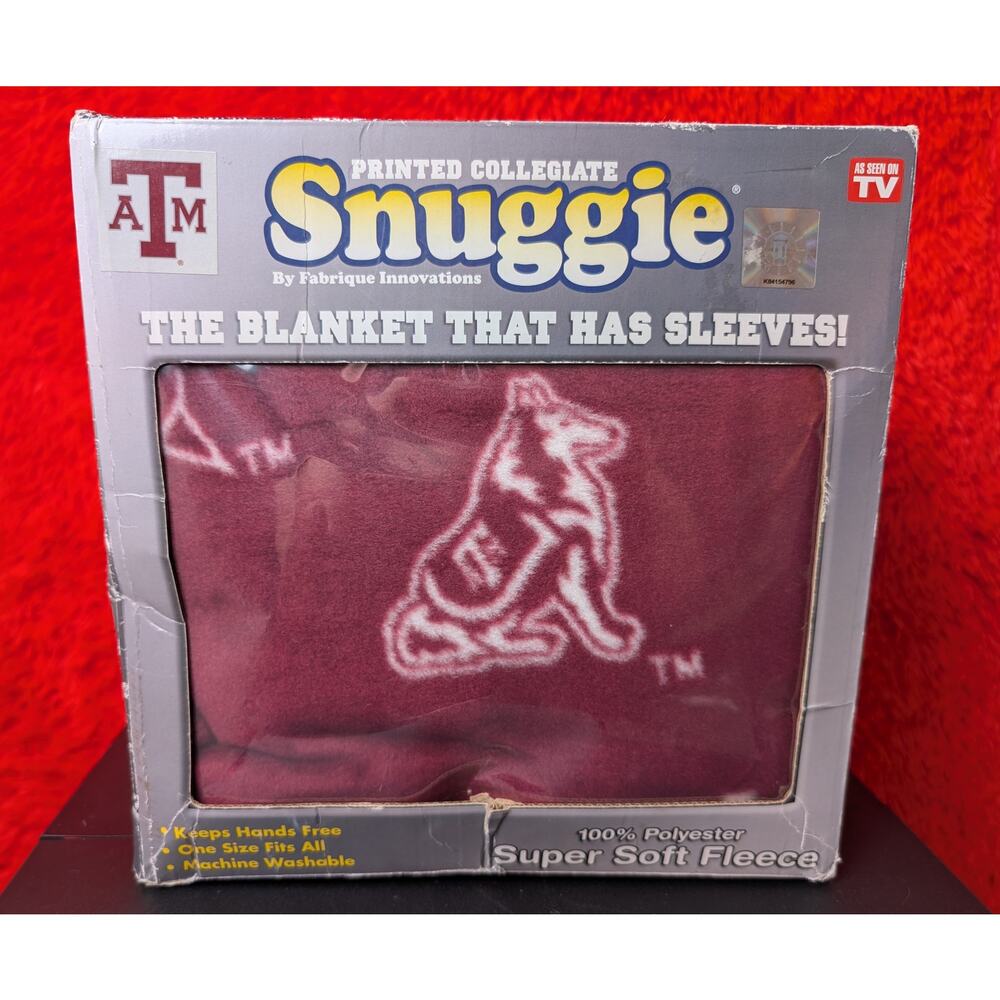 NWT Licensed Texas Aggies ATM Reveille Dog Fleece Snuggie Adult Maroon White